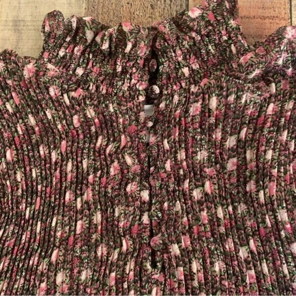 Cabi floral print pleated long sleeve blouse women’s small - Picture 7 of 9
